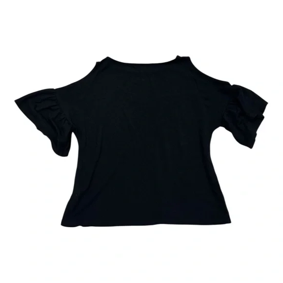 Olivia Moon Black Women's Cold Shoulder Top Flutter Sleeves - Size Medium - Picture 5 of 5